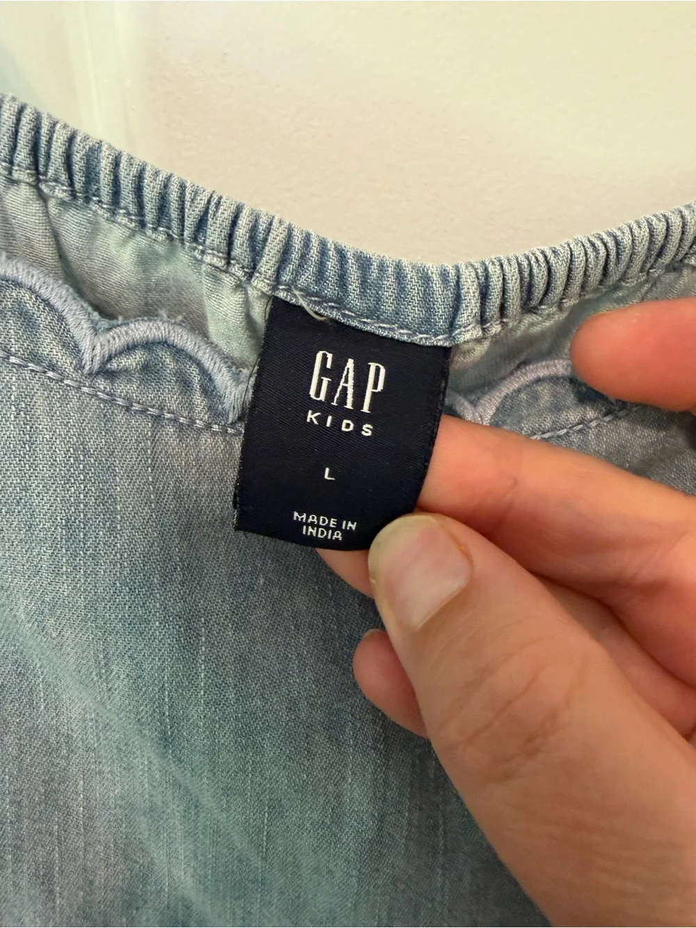 GAP Light Blue Denim Tiered Sundress with Scallop Trim Detail 100% Cotton